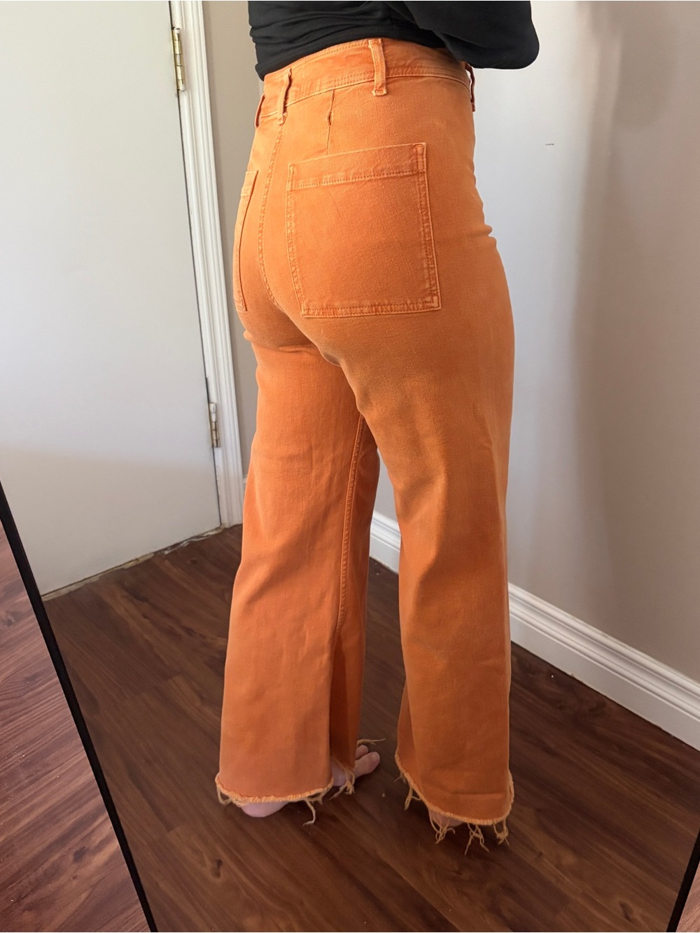 Zara burnt orange high rise wide leg flare jeans - Picture 3 of 14